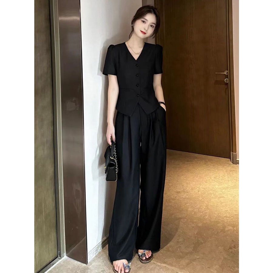 Áo Khoác Ngắn Tay + Quần Dài Dáng Ôm Thời Trang Mùa Hè Cho Nữ#2392