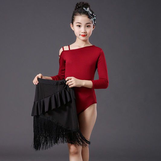 Đầm Khiêu Vũ latin Phối Tua Rua Thời Trang Cho Bé Gái 8.18