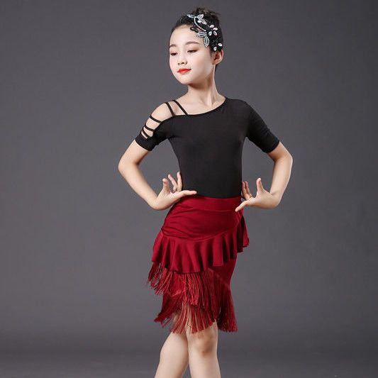 Đầm Khiêu Vũ latin Phối Tua Rua Thời Trang Cho Bé Gái 8.18