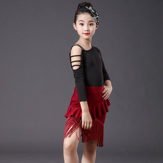 Đầm Khiêu Vũ latin Phối Tua Rua Thời Trang Cho Bé Gái 8.18