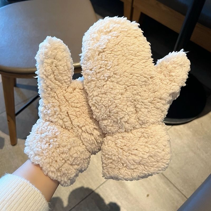 Găng Tay Bông Dày Dặn Giữ Ấm Mùa Đông Thêu Họa Tiết Dễ Thương Phong Cách Hàn Quốc Cho Nữ