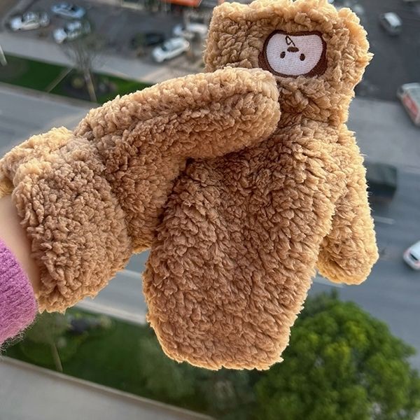 Găng Tay Bông Dày Dặn Giữ Ấm Mùa Đông Thêu Họa Tiết Dễ Thương Phong Cách Hàn Quốc Cho Nữ