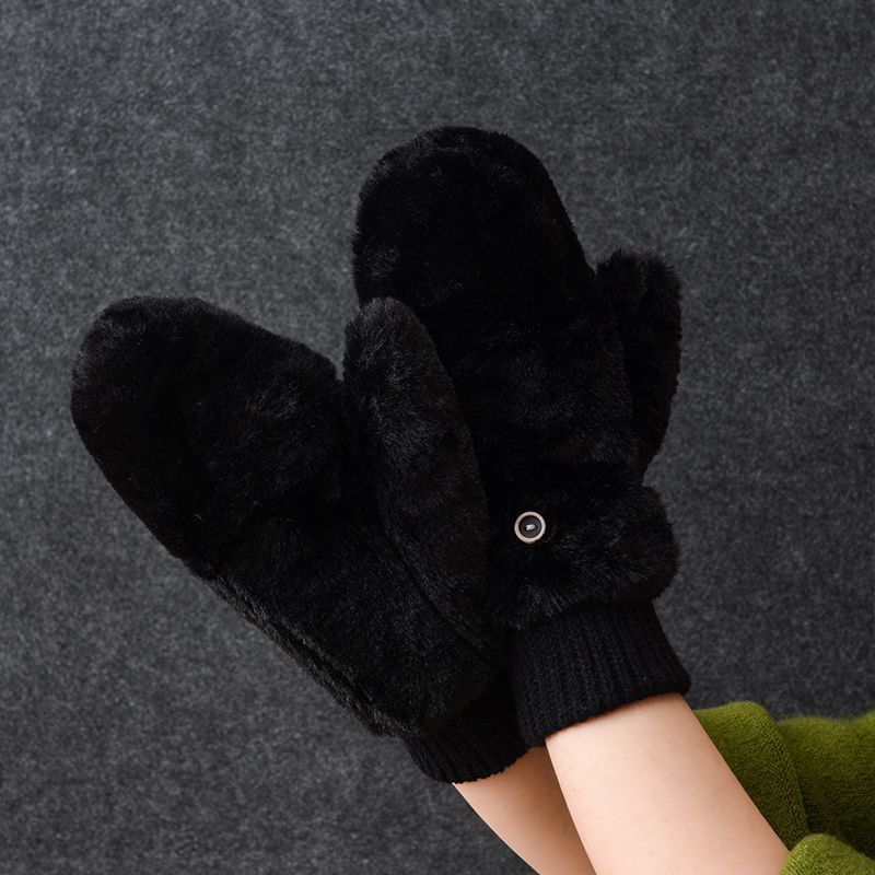 Găng Tay cotton Hở Ngón Giữ Ấm Mùa Đông Phong Cách Hàn Quốc Cho Nữ