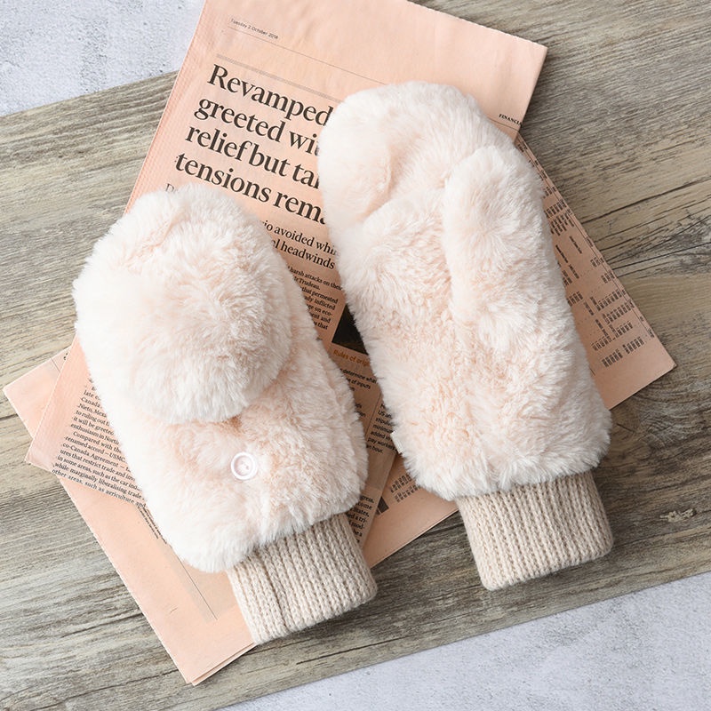 Găng Tay cotton Hở Ngón Giữ Ấm Mùa Đông Phong Cách Hàn Quốc Cho Nữ