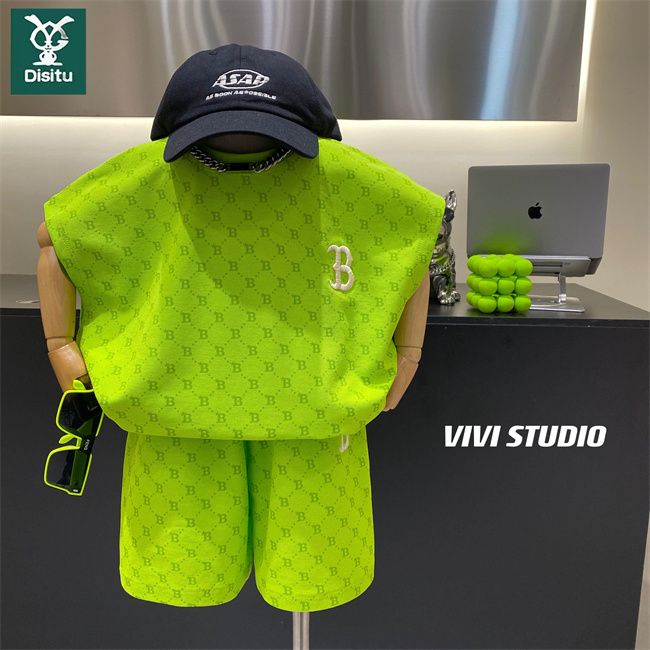 Set Áo Thun Sát Nách In Hình Thỏ Hoạt Hình Và Quần Short Thời Trang Mùa Hè 2023 Dành Cho Bé Trai