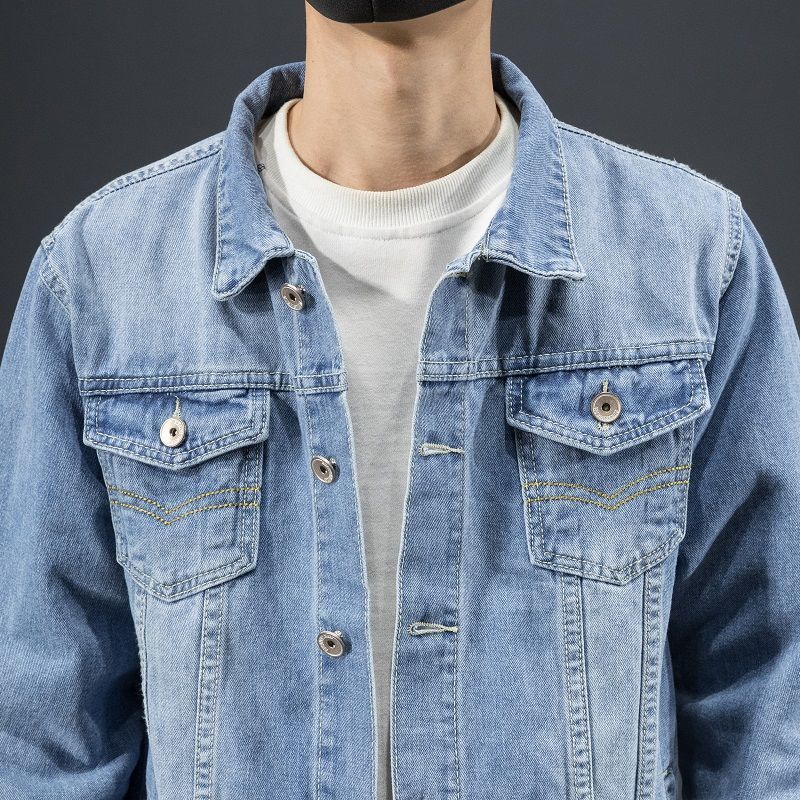 S-4XL Áo khoác bò áo thời trang phong cách Hàn Quốc mẫu mới năm 2023 cho nam áo khoác công sở thường ngày lót nhung