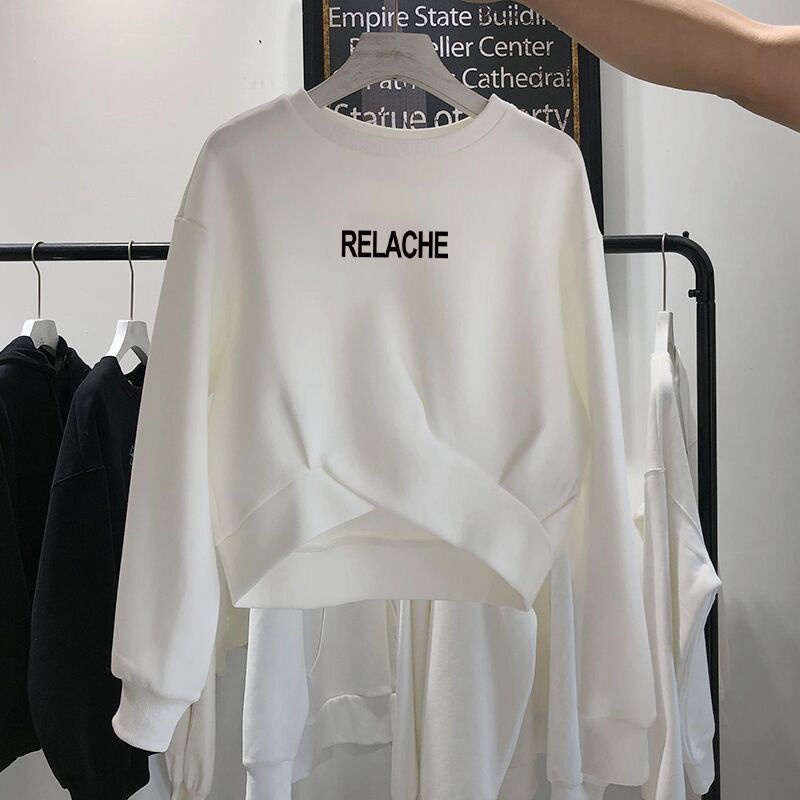 Áo Hoodie Tay Dài Dáng Rộng Thiết Kế Đơn Giản Thời Trang Xuân Thu Mới Cho Nữ