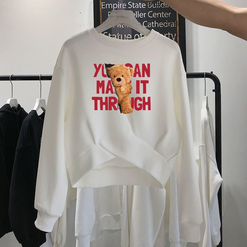 Áo Hoodie Tay Dài Dáng Rộng Thiết Kế Đơn Giản Thời Trang Xuân Thu Mới Cho Nữ