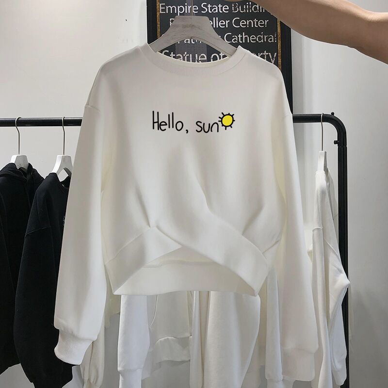 Áo Hoodie Tay Dài Dáng Rộng Thiết Kế Đơn Giản Thời Trang Xuân Thu Mới Cho Nữ