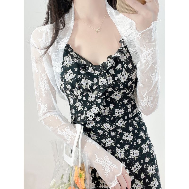 Áo Khoác Ren Lưới Tay Dài Chống Nắng Cao Cấp Thời Trang Mùa Hè Dành Cho Nữ