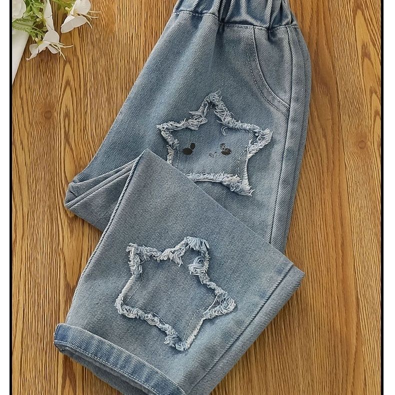 Quần jean ống suông Hình Gấu Dễ Thương Thời Trang Xuân Thu 2023 Cho Bé Trai / Gái