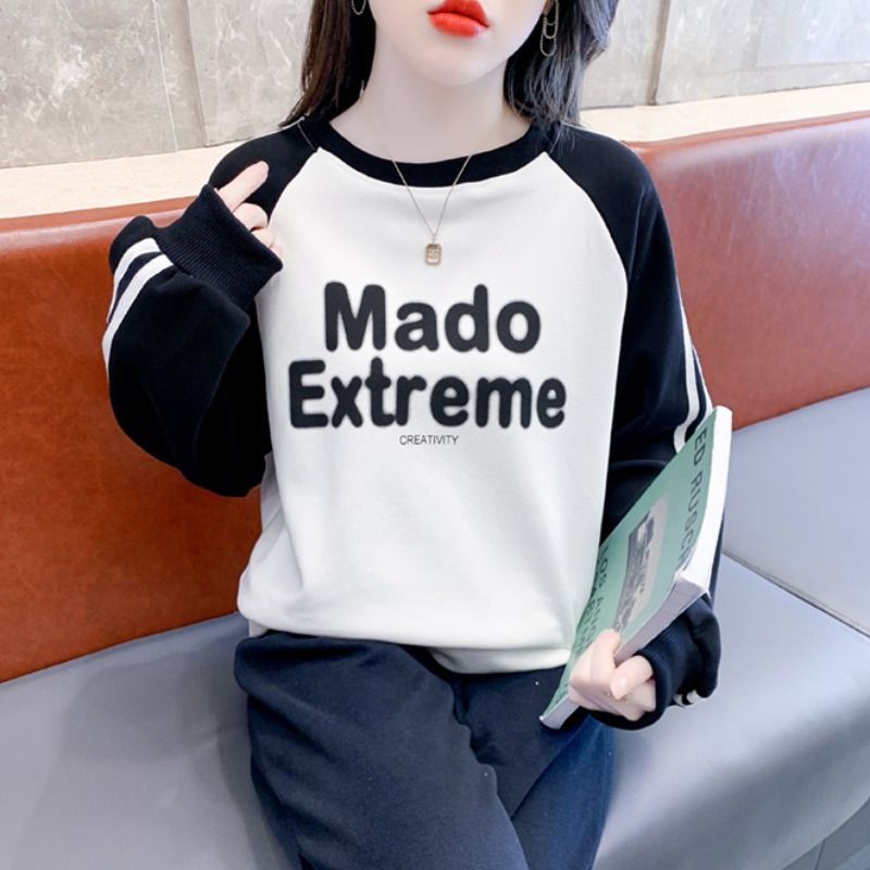 Áo Hoodie Dáng Rộng In Chữ Tương Phản Thời Trang Xuân Thu Cho Nữ