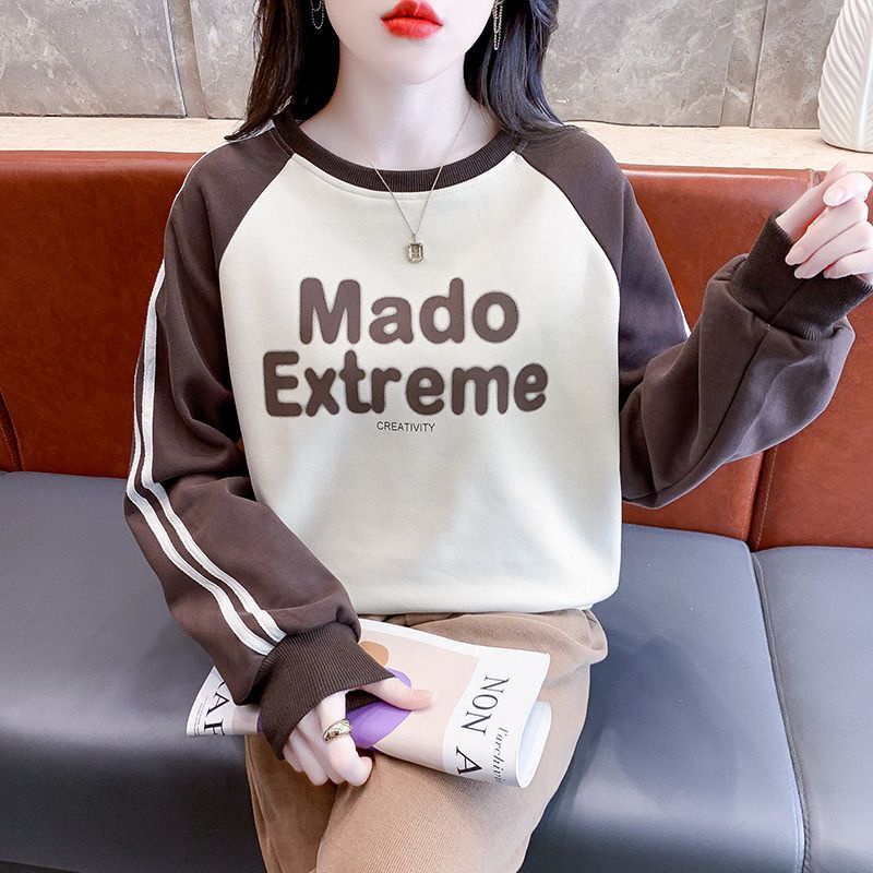 Áo Hoodie Dáng Rộng In Chữ Tương Phản Thời Trang Xuân Thu Cho Nữ