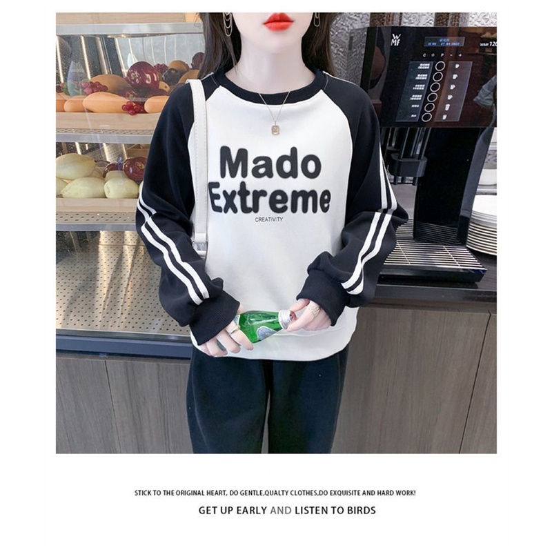 Áo Hoodie Dáng Rộng In Chữ Tương Phản Thời Trang Xuân Thu Cho Nữ