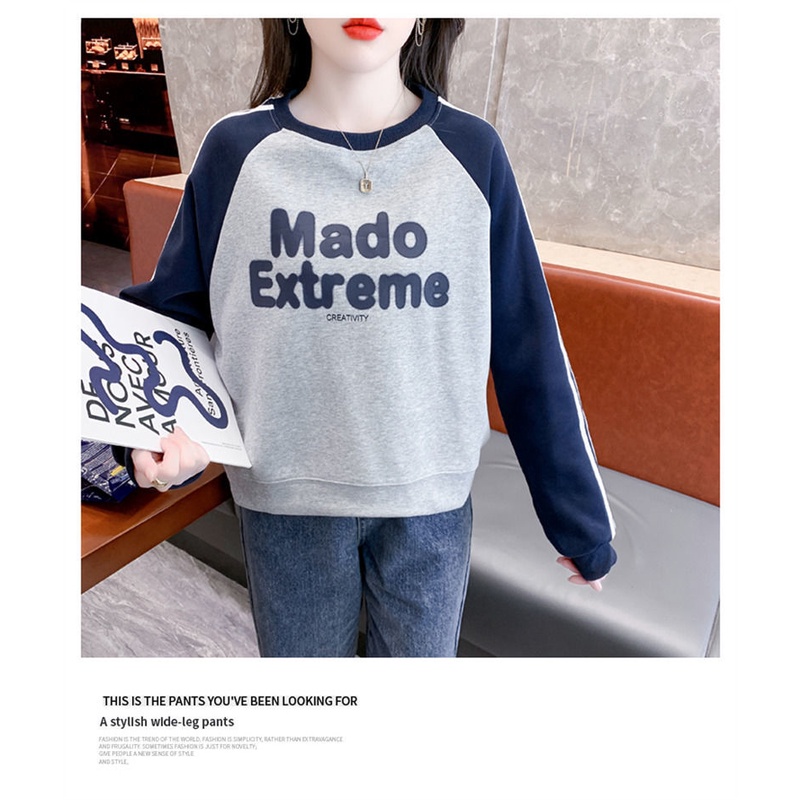 Áo Hoodie Dáng Rộng In Chữ Tương Phản Thời Trang Xuân Thu Cho Nữ