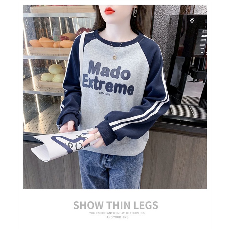 Áo Hoodie Dáng Rộng In Chữ Tương Phản Thời Trang Xuân Thu Cho Nữ