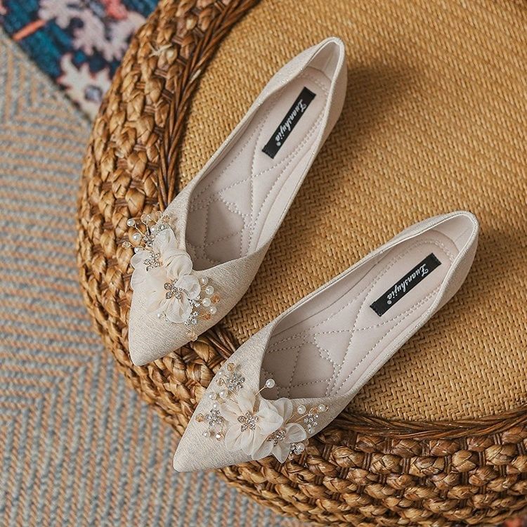 Giày Búp Bê Đế Bằng Mũi Nhọn Thời Trang Mùa Hè Cho Nữ