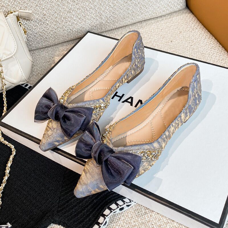 Giày Búp Bê Đế Mềm Đính Kim Sa Lấp Lánh Thời Trang Cho Nữ