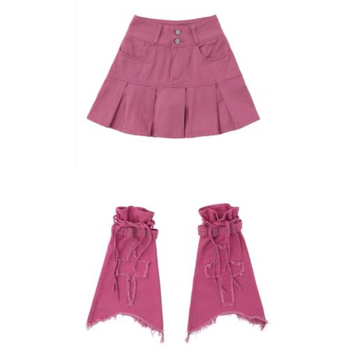 Set Áo Thun Và Chân Váy denim Hồng dopamine Phong Cách Mỹ y2k Cho Nữ