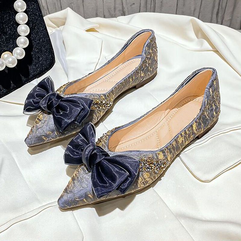 Giày Búp Bê Đế Mềm Đính Kim Sa Lấp Lánh Thời Trang Cho Nữ