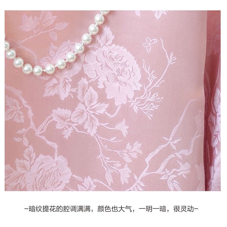 Áo Sơ Mi Giả Lụa Cổ Tròn Cài Nút In Họa Tiết Quả Dâu Tằm Màu Hồng Phong Cách Trung Hoa Thời Trang Mùa Xuân 2023 Mới