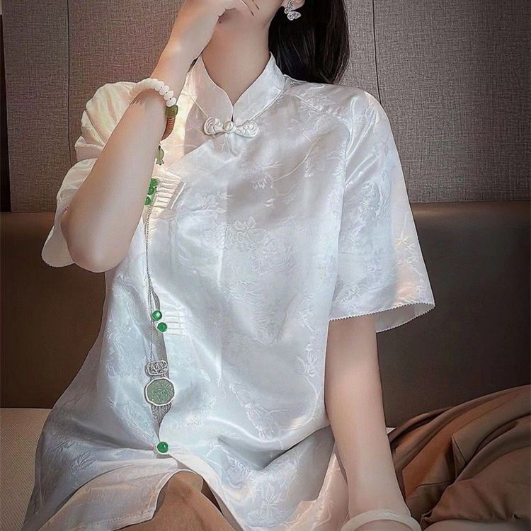 Áo Sơ Mi Tay Ngắn In Họa Tiết Phong Cách Trung Hoa Thời Trang Xuân Hè 2023 Mới Cho Nữ