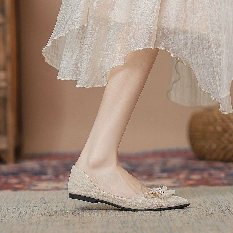 Giày Búp Bê Đế Bằng Mũi Nhọn Thời Trang Mùa Hè Cho Nữ