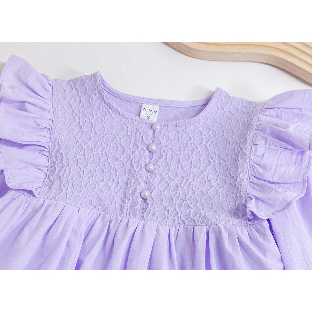 Áo Sơ Mi Tay Dài Màu Trơn Mẫu Mới 2023 Thời Trang Xuân Thu Cho Bé Gái