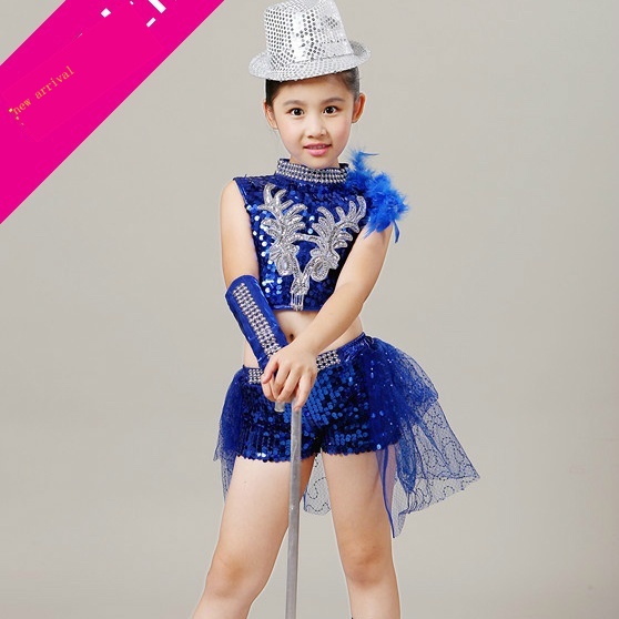 Trang Phục Nhảy jazz hip hop Đính Kim Sa Lấp Lánh Hiện Đại Cho Bé