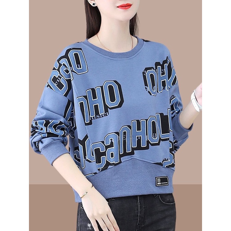 Áo Hoodie Lửng Tay Dài Dáng Rộng In Chữ Thời Trang Xuân Thu 2023 Cho Nữ