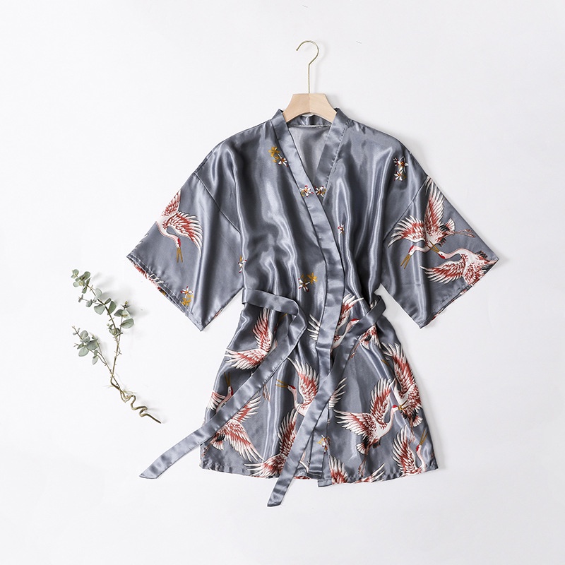 Áo Choàng Ngủ kimono Mỏng Ngắn Mặc Buổi Sáng Cho Phù Dâu rayon