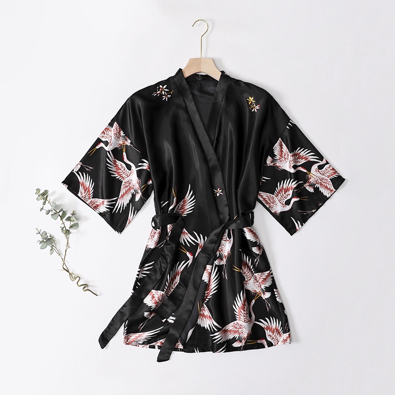 Áo Choàng Ngủ kimono Mỏng Ngắn Mặc Buổi Sáng Cho Phù Dâu rayon