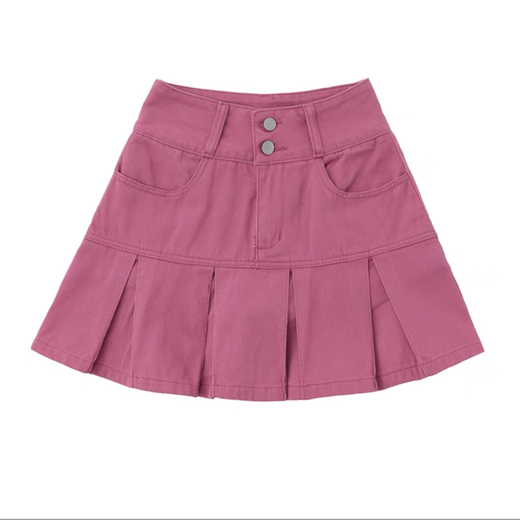 Set Áo Thun Và Chân Váy denim Hồng dopamine Phong Cách Mỹ y2k Cho Nữ