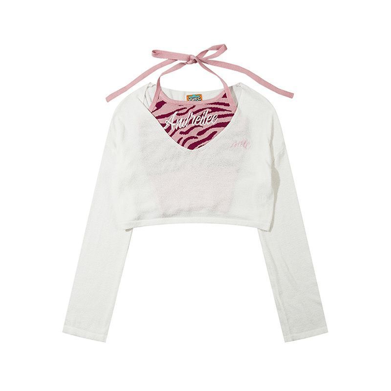 Áo Dệt Kim Tay Dài Hai Dây y2k Phong Cách Mới Cho Nữ