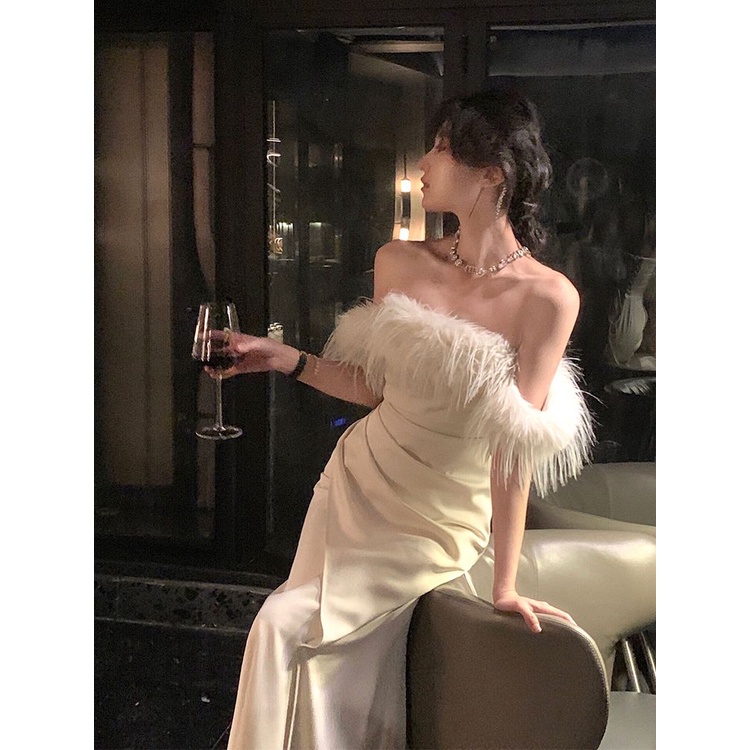 One Đầm Trắng Trễ Vai Thời Trang Mùa Hè 2023 Cho Nữ