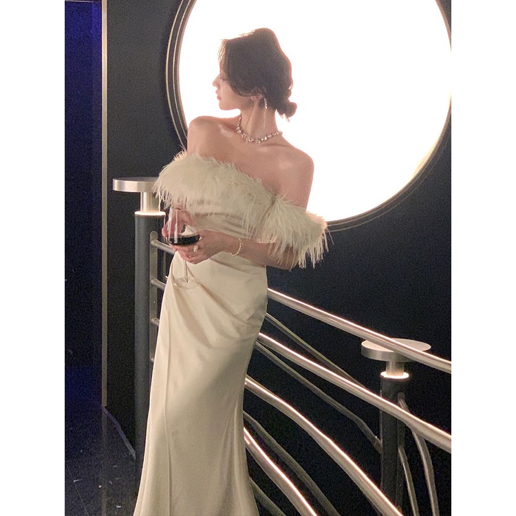 One Đầm Trắng Trễ Vai Thời Trang Mùa Hè 2023 Cho Nữ