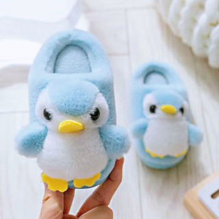 Dép Bông Đi Trong Nhà Đế Dày Phong Cách Mới Cho Trẻ Em [Ấm Áp Mùa Đông] Bông Gót Chim Cánh Cụt Hoạt Hình