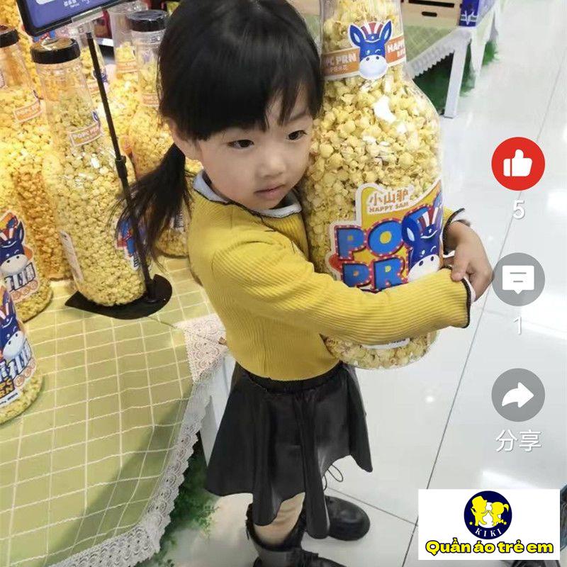 Chân Váy Da pu Ngắn Màu Đen Thời Trang Thu Đông Dành Cho Bé Gái