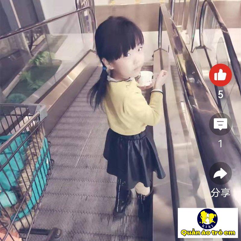 Chân Váy Da pu Ngắn Màu Đen Thời Trang Thu Đông Dành Cho Bé Gái