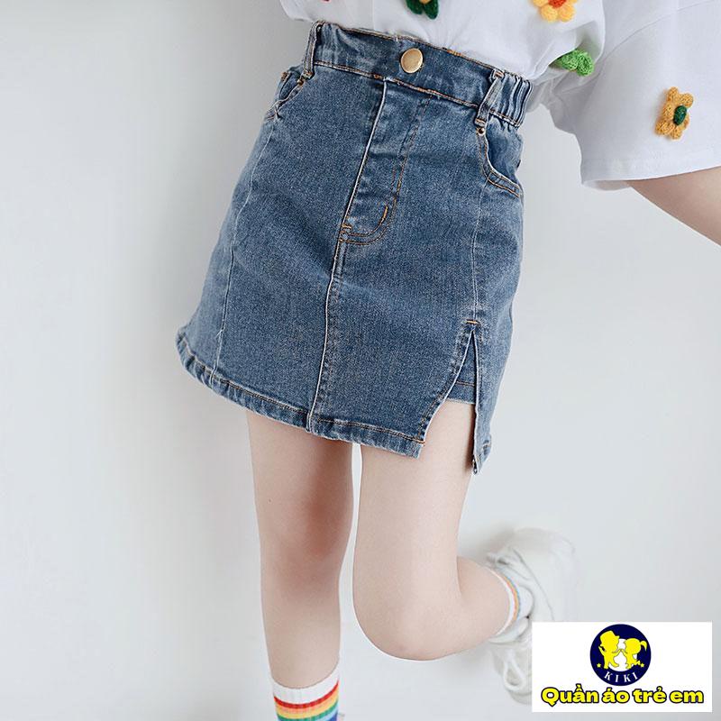 Chân Váy denim Lưng Cao Phong Cách Phương Tây Thời Trang Mùa Hè Dành Cho Bé Gái