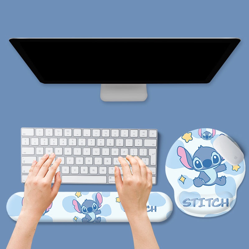 Đệm Lót Chuột Và Bàn Phím Bằng Silicon Hình stitch 3d Dễ Thương Chống Đau