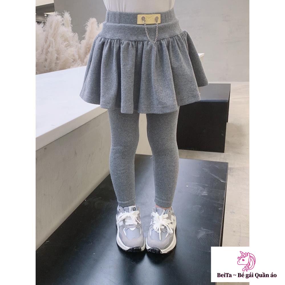 Quần Legging Giả Váy Hai Mảnh Dáng Ôm Phong Cách Xuân Thu Hợp Thời Trang Cho Bé Gái