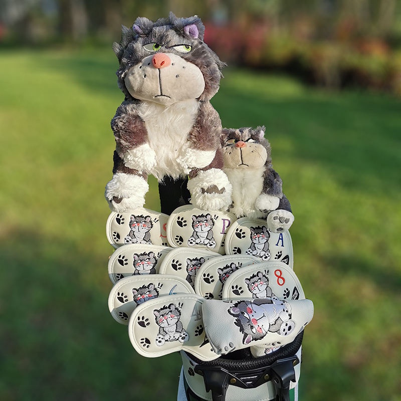 Hàng có sẵn Golf Cat Club Cover Golf Club Head Cover Gỗ Putter Iron Cover No. 1 Vỏ Chân Gà Bằng Gỗ