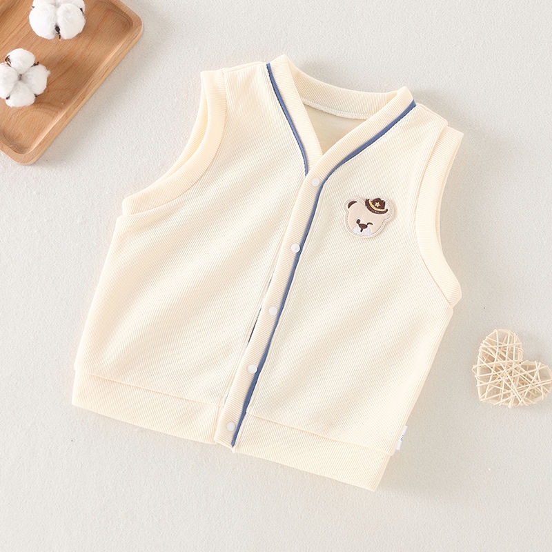 Áo Len Không Tay Dáng Rộng Thiết Kế Mới Thời Trang Mùa Xuân Thu Dành Cho Bé Trai Và Bé Gái