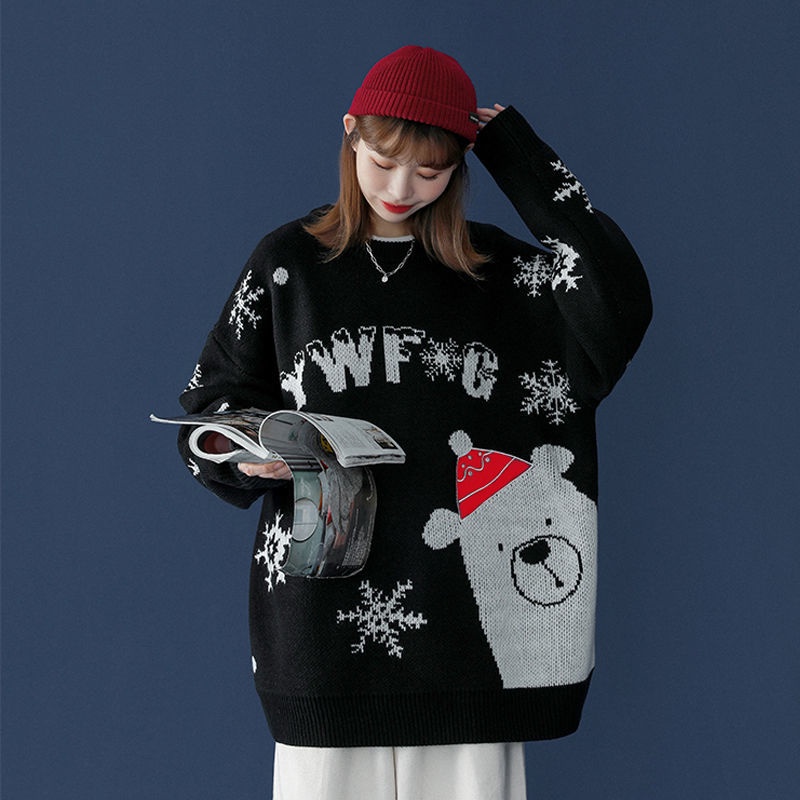 Áo Khoác sweater Dệt Kim Màu Đỏ Giáng Sinh 40% off] Phong Cách Hàn Quốc Mùa Thu Và Mùa Đông Mới Cho Nữ