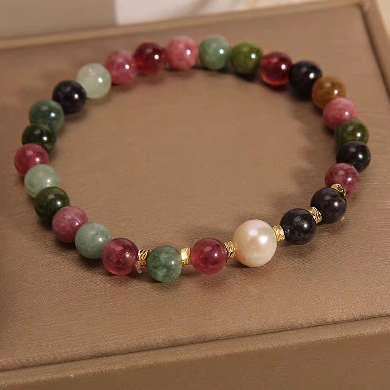 Vòng Tay Đá Canurmaline Tự Nhiên Nhiều Màu Sang Trọng Thời Trang Cho Nữ 10.26