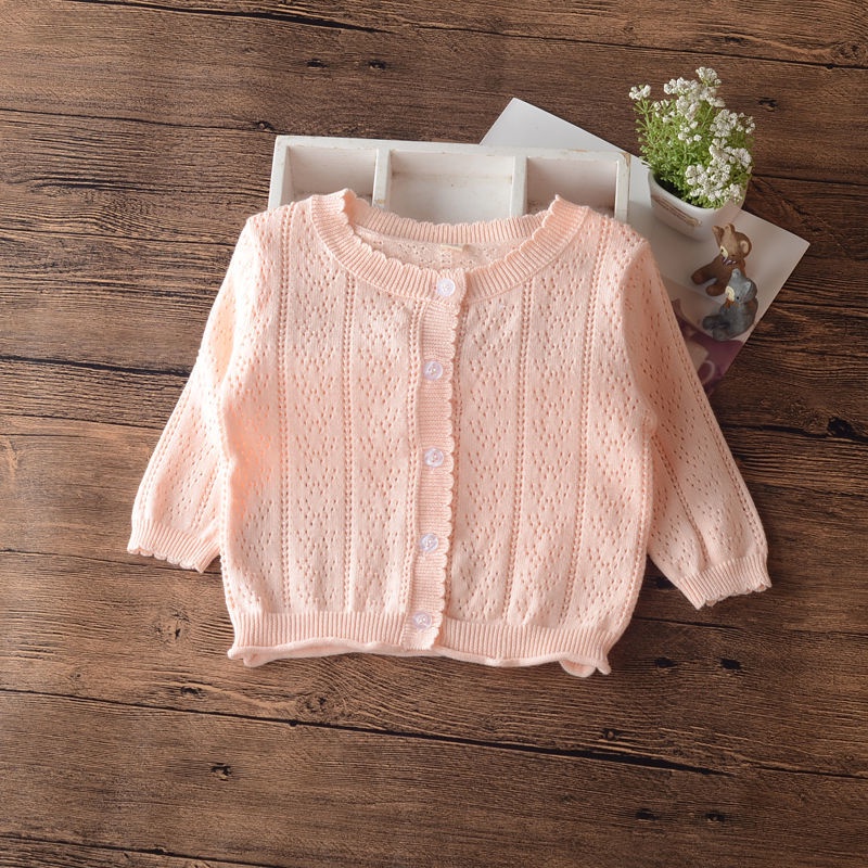 Áo Khoác cardigan Dệt Kim Vải cotton Mỏng Thời Trang Xuân Thu Cho Bé Gái❤10.30