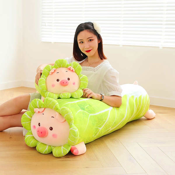 Hoa gấu bông gấu bông mini Đồ chơi nhồi bông búp bê heo ngủ dài gối ôm búp bê bắp cải đệm heo búp bê đồ chơi nhồi bông quà tặng nữ