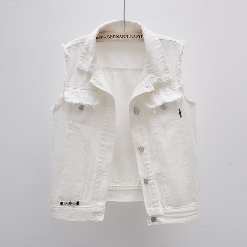 M-5XL Áo Gi Lê Bò Áo Ba Lỗ Liền Mũ Học Sinh Phong Cách Hàn Quốc Tôn Dáng Mẫu Mới Phong Cách Tây Cho Nữ Áo Khoác Ngắn Màu Trắng