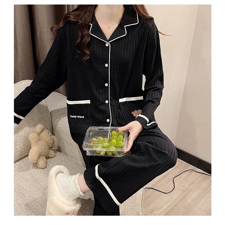 Bộ Đồ Ngủ Tay Dài Phong Cách Nhật Bản Dễ Thương Ngọt Ngào Thời Trang Cho Nữ 1201